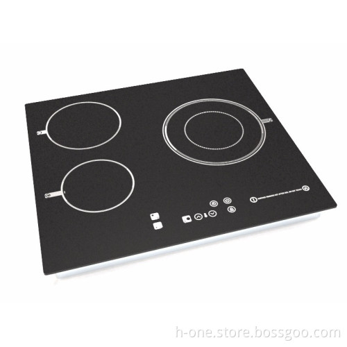 metal frame three zone built in induction hob infrared cooker